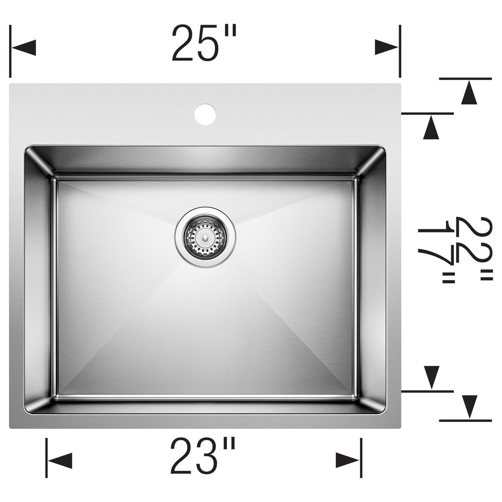Blanco Quatrus 25&quot; R15 Dual Mount Laundry Sink in Refined Brushed, , large
