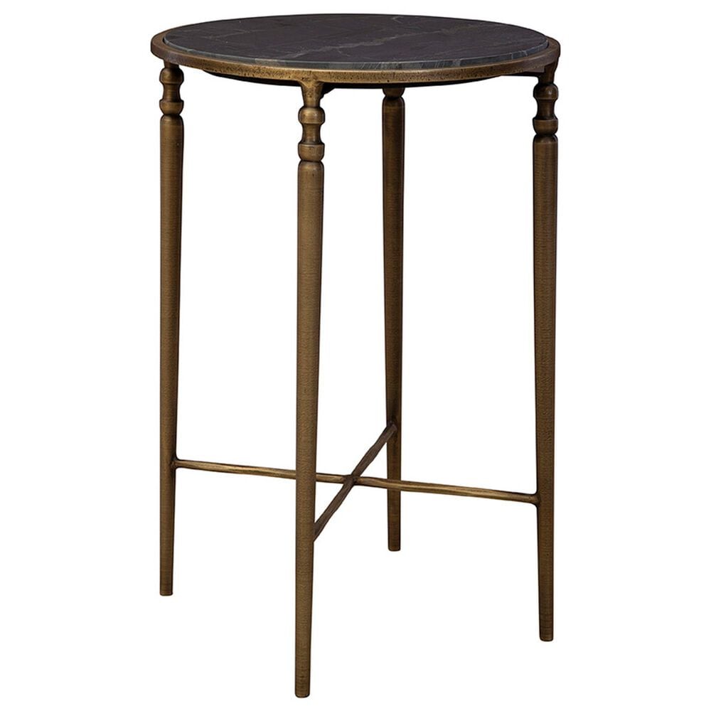 Timeless Designs Evry Side Table in Dark Slate Gray and Antique Brass, , large