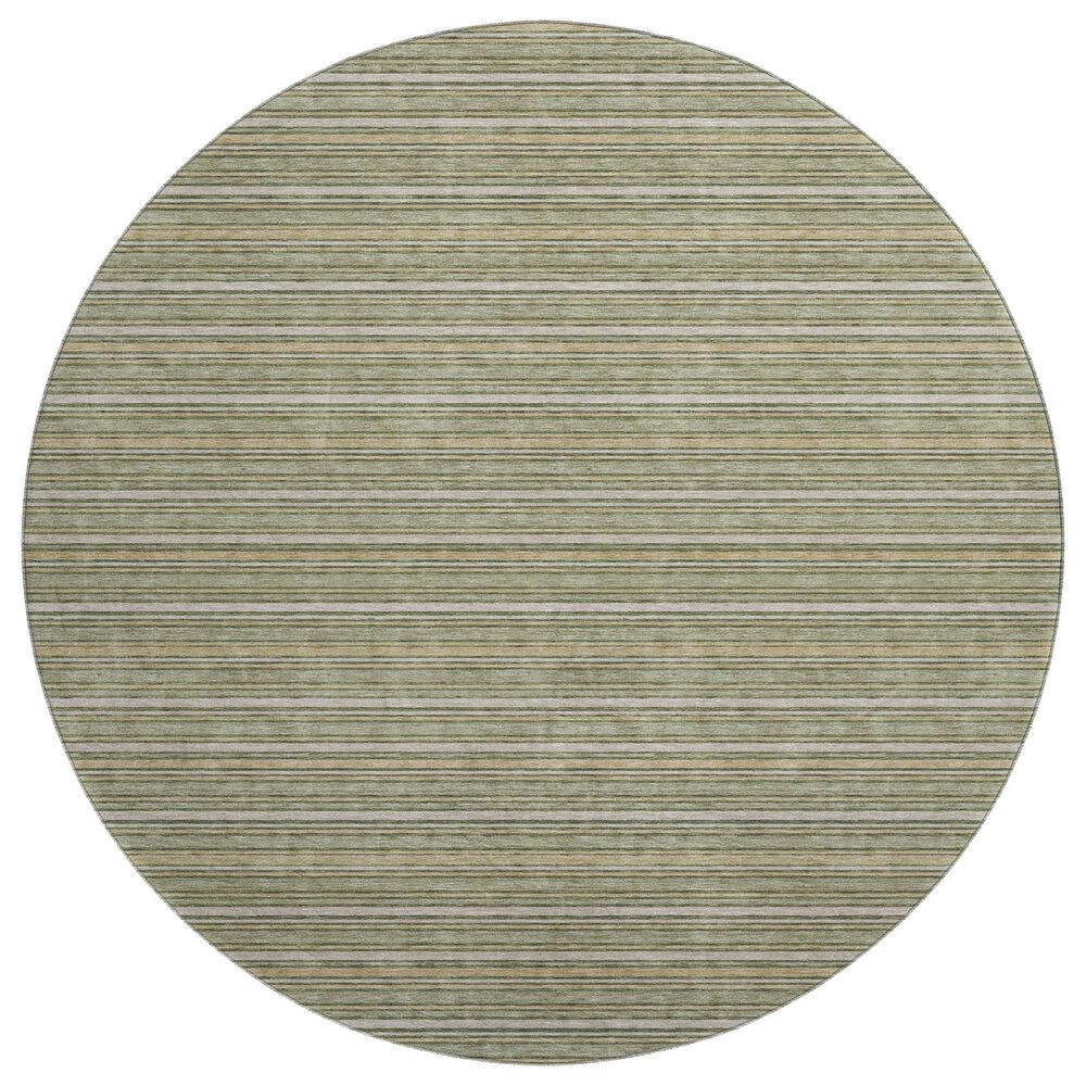 Dalyn Rug Company Soft Essentials Striped Olive 8" Round Indoor/Outdoor Area Rug, , large