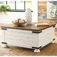 Ashley Wystfield Lift Top Cocktail Table in Vintage White and Warm Brown, , large