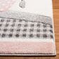 Safavieh Carousel CRK127 6"7" Square Pink and Ivory Kids Area Rug, , large
