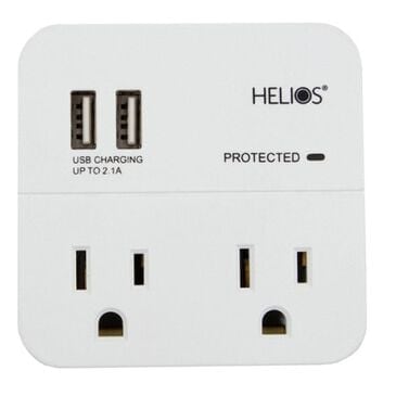 Helios Helios 2 Outlet Wall Tap Surge Protector with 2 USB Charging Ports, , large