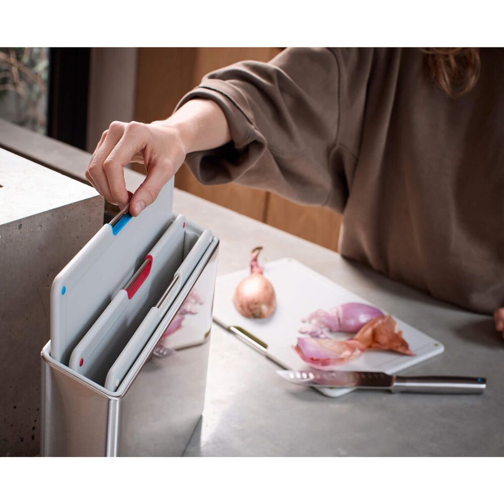 Joseph Joseph Folio 4-Piece Cutting Board Set with Stainless-Steel Case in Stone, , large