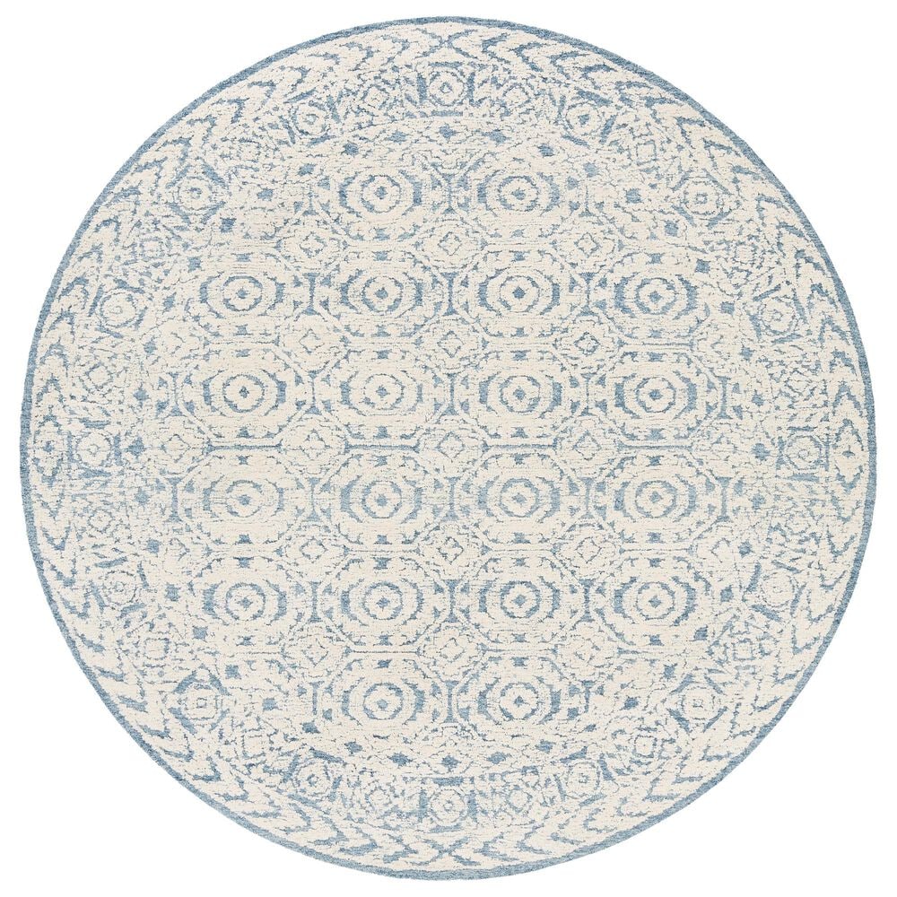 Surya Louvre LOU-2304 8" Round Navy, Ice Blue and Cream Area Rug, , large