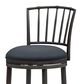 Armen Living Vince Bar Height Stool with Night Life Blue Upholstery in Antique Pewter, , large