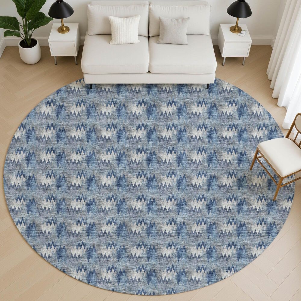 Dalyn Rug Company Soft Essentials Chevron Denim 8' Round Area Rug, , large