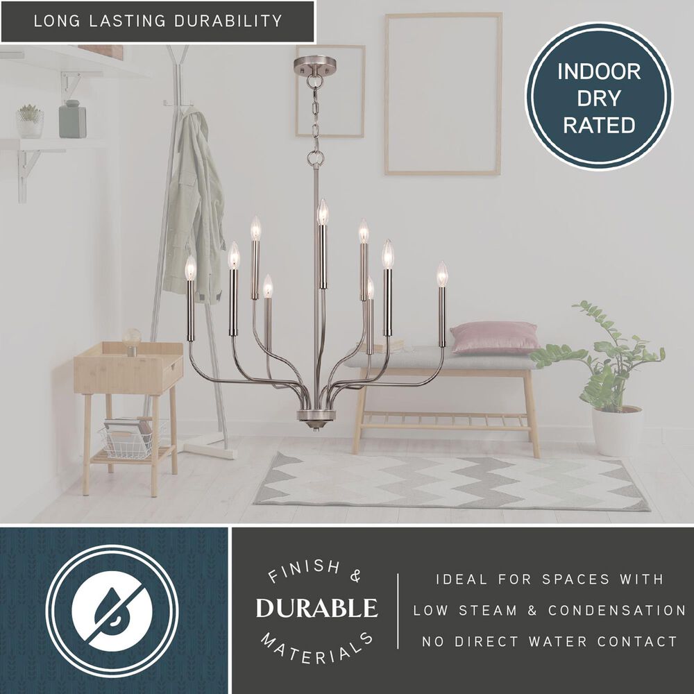 Vaxcel Harris 9-Light Chandelier in Satin Nickel, , large