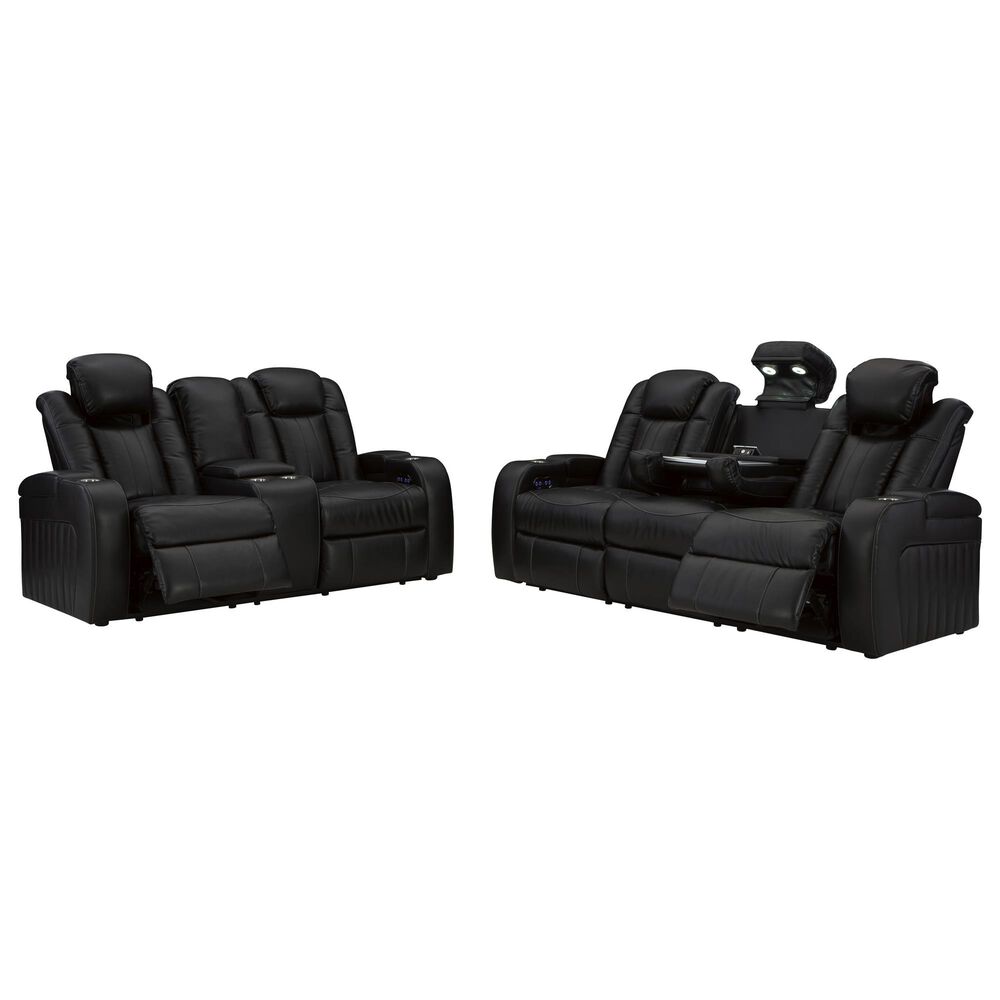 Ashley Caveman Den 2-Piece Power Reclining Living Room Set in Midnight, , large