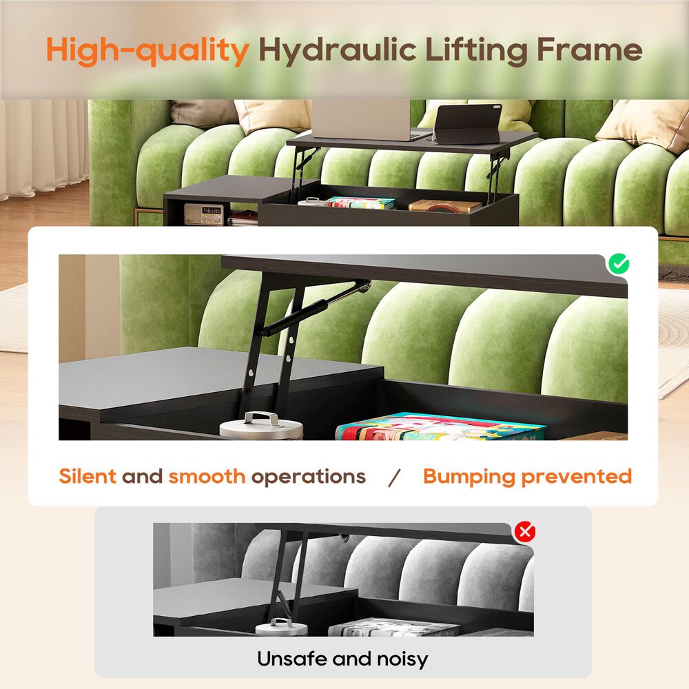 FDW Lift Top Coffee Table in Black, , large