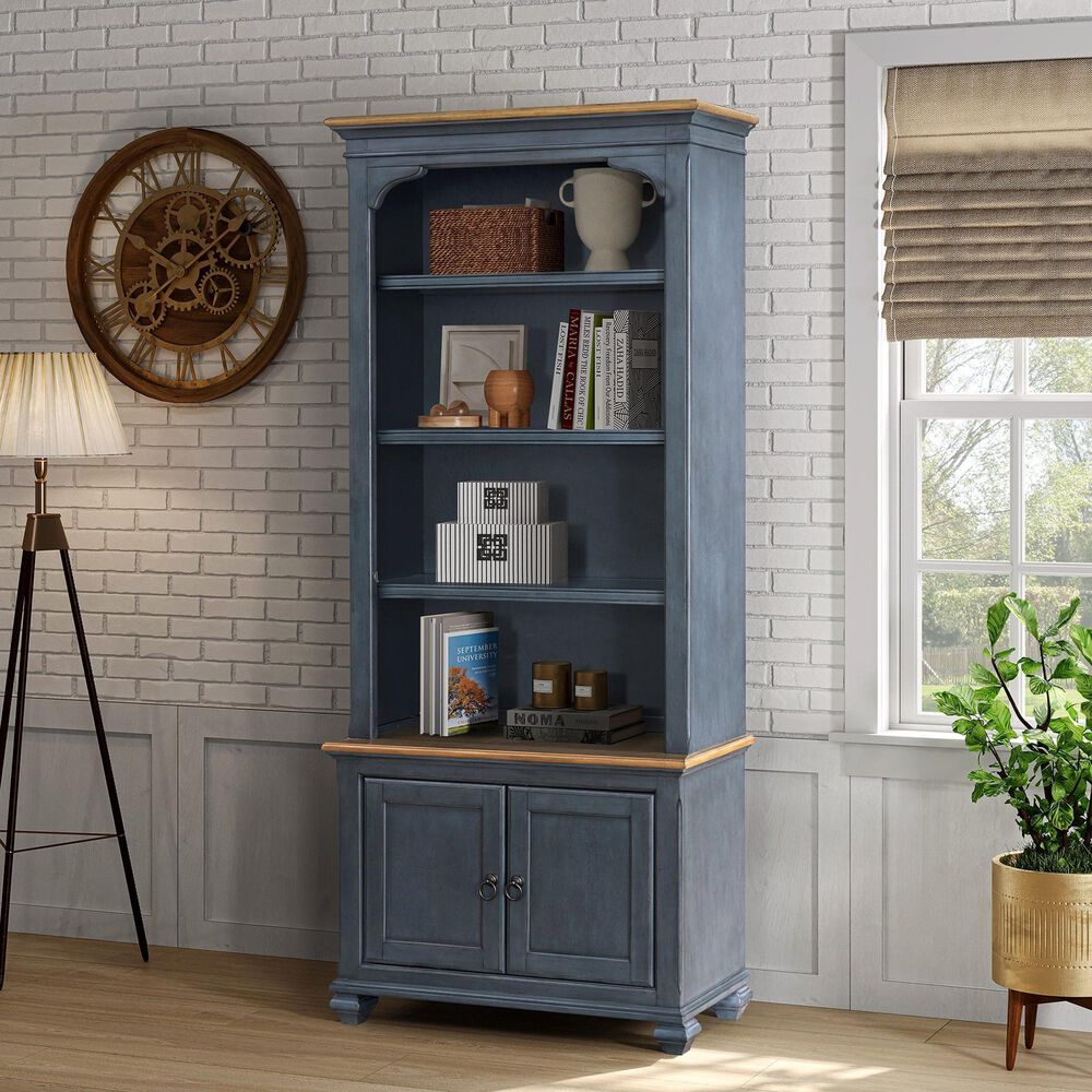 Legends Furniture Americana Bookcase Pier in Corduroy Blue, , large