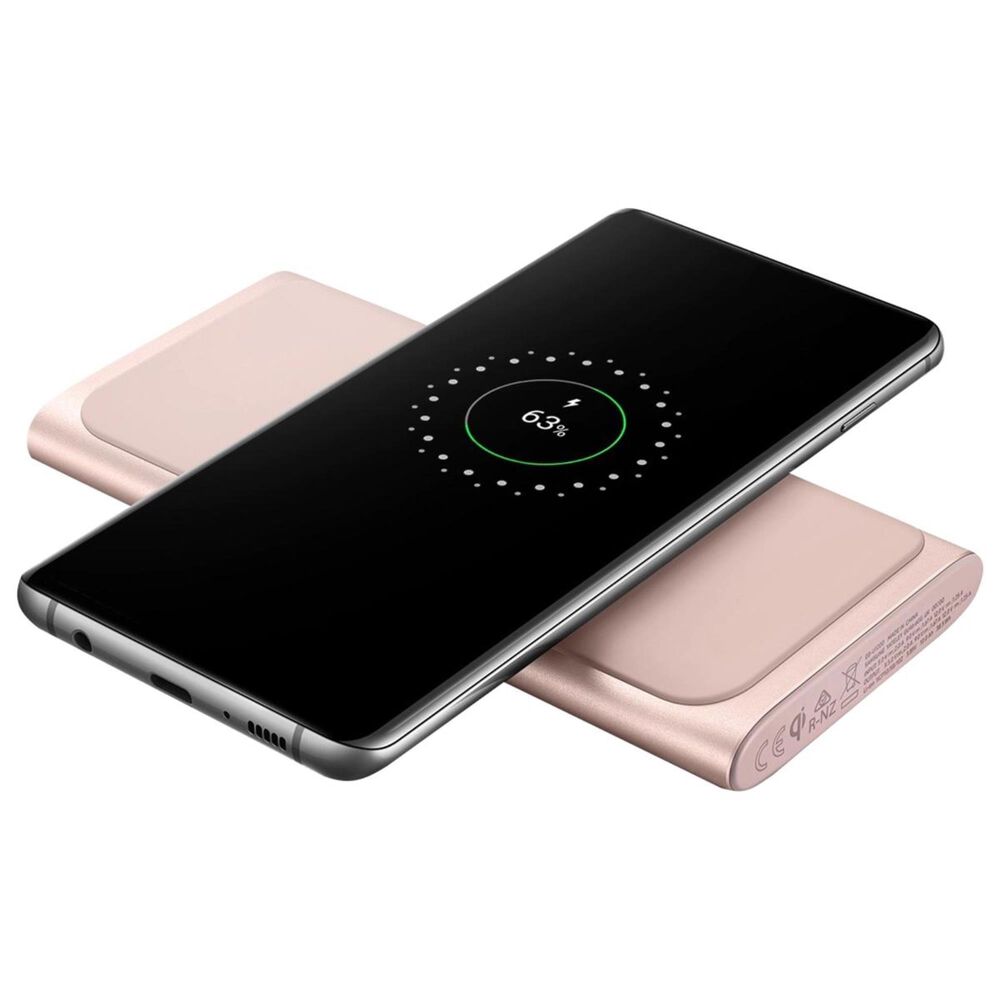 samsung 10000 mah portable battery with built in wireless charger in pink nfm