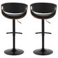 LumiSource Symphony Swivel Adjustable Bar Stool with Black Upholstery in Walnut and Black (Set of 2), , large