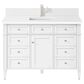 James Martin Vanities Brittany 48" Single Bathroom Vanity in Bright White with Single Hole 3 cm White Zeus Quartz Top and Rectangular Sink, , large