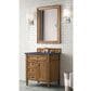 James Martin Vanities Brittany 30" Single Bathroom Vanity in Saddle Brown with 3 cm Charcoal Soapstone Quartz Top and Rectangular Sink, , large