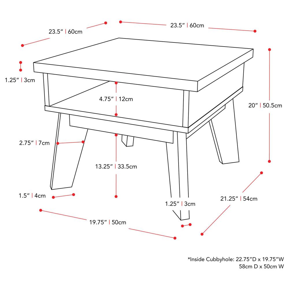CorLiving Hollywood Side Table with Shelf in Dark Grey, , large