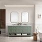 James Martin Vanities Breckenridge 72" Double Bathroom Vanity in Smokey Celadon with 3 cm Carrara White Marble Top and Rectangular Sinks, , large