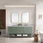 James Martin Vanities Breckenridge 72" Double Bathroom Vanity in Smokey Celadon with 3 cm Carrara White Marble Top and Rectangular Sinks, , large