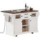 HOMLUX 54.9" Kitchen Island with Drop Leaf in White and Brown, , large
