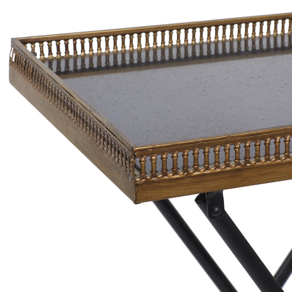 Maple and Jade Tray Top Accent Table in Gold and Black, , large