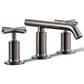 Kohler Purist Widespread Bathroom Sink Faucet with Cross Handles and Low Gooseneck Spout in Vibrant Titanium, , large