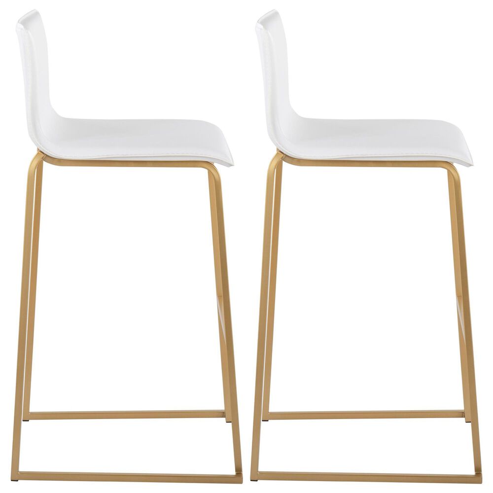 Lumisource Mara Barstool with White Cushion in Gold &#40;Set of 2&#41;, , large