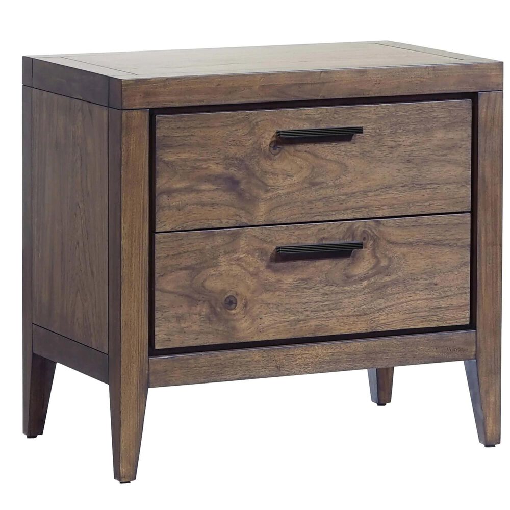 Urban Home Boracay Two Drawer Walnut Nightstand with USB in Wild Oats