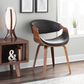 Lumisource Curvo Dining Chair in Black Faux Leather and Walnut Finish, , large