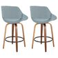 LumiSource Fabrico 26" Swivel Fixed-Height Counter Stool with Charcoal Fabric Upholstery in Black and Walnut (Set of 2), , large