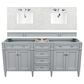 James Martin Vanities Brittany 72" Double Bathroom Vanity in Urban Gray with 3 cm Eternal Jasmine Pearl Quartz Top and Rectangle Sinks, , large
