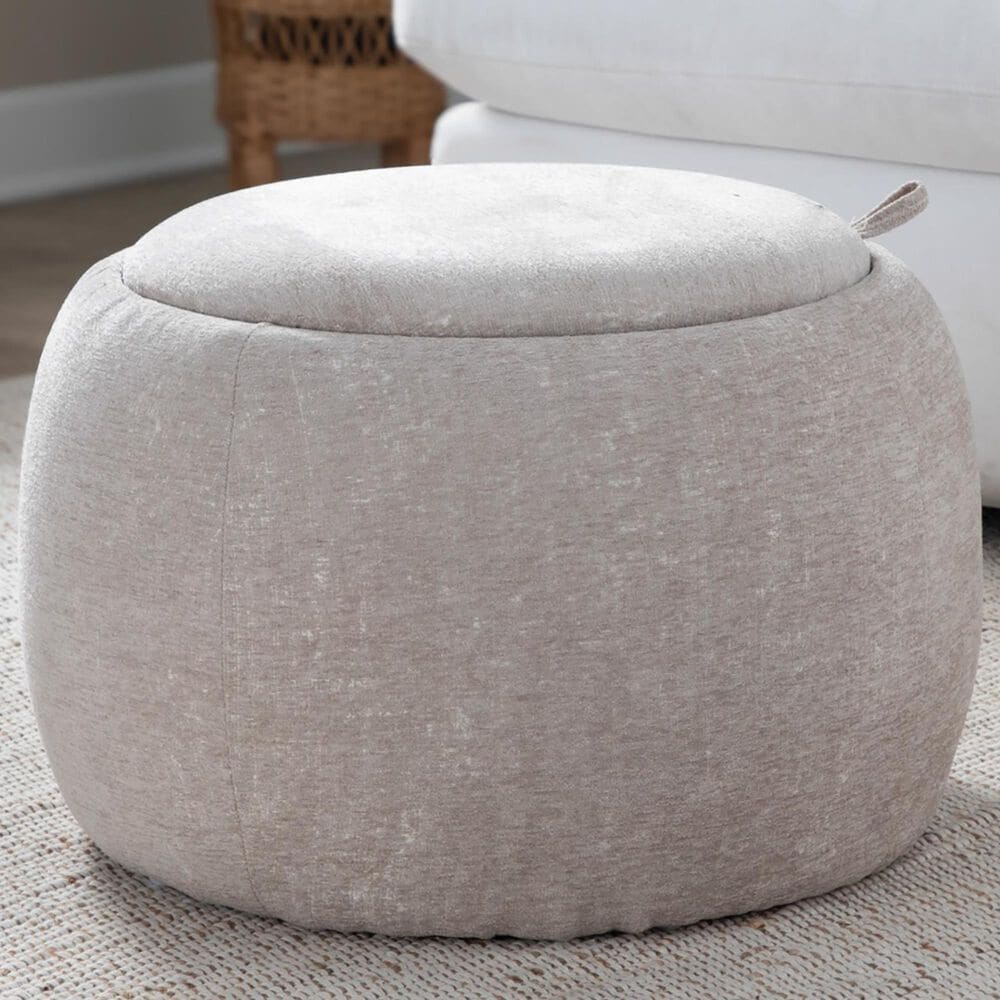 Lumisource Tray Storage Pouf in Light Brown, , large