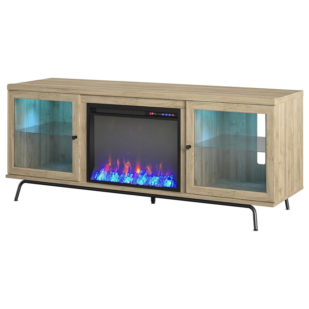 DHP Marabella 70&quot; TV Stand with Fireplace in Blonde Oak, , large