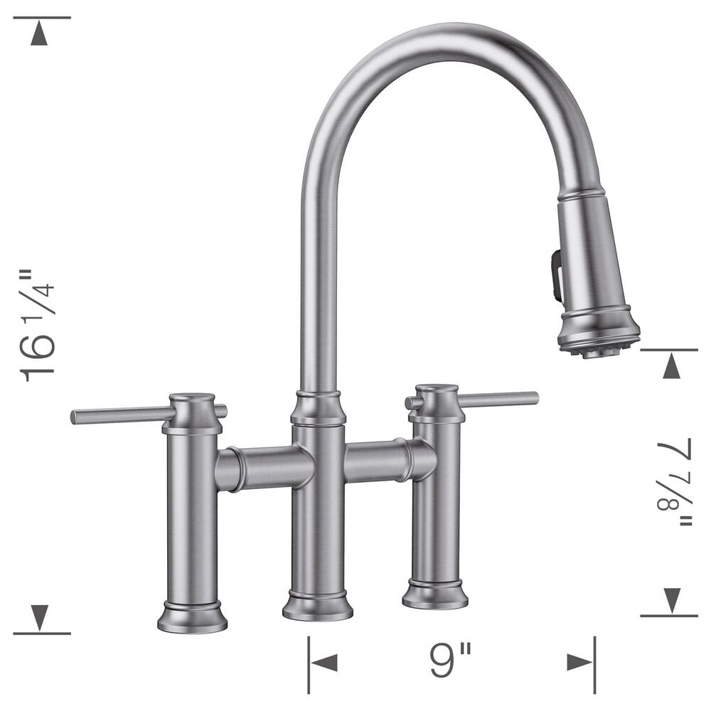 Blanco Empressa Pull-Down Bridge Faucet 1.5 GPM in PVD Steel, , large