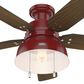 Hunter Mill Valley Low Profile 52" Outdoor Ceiling Fan with Light in Barn Red, , large