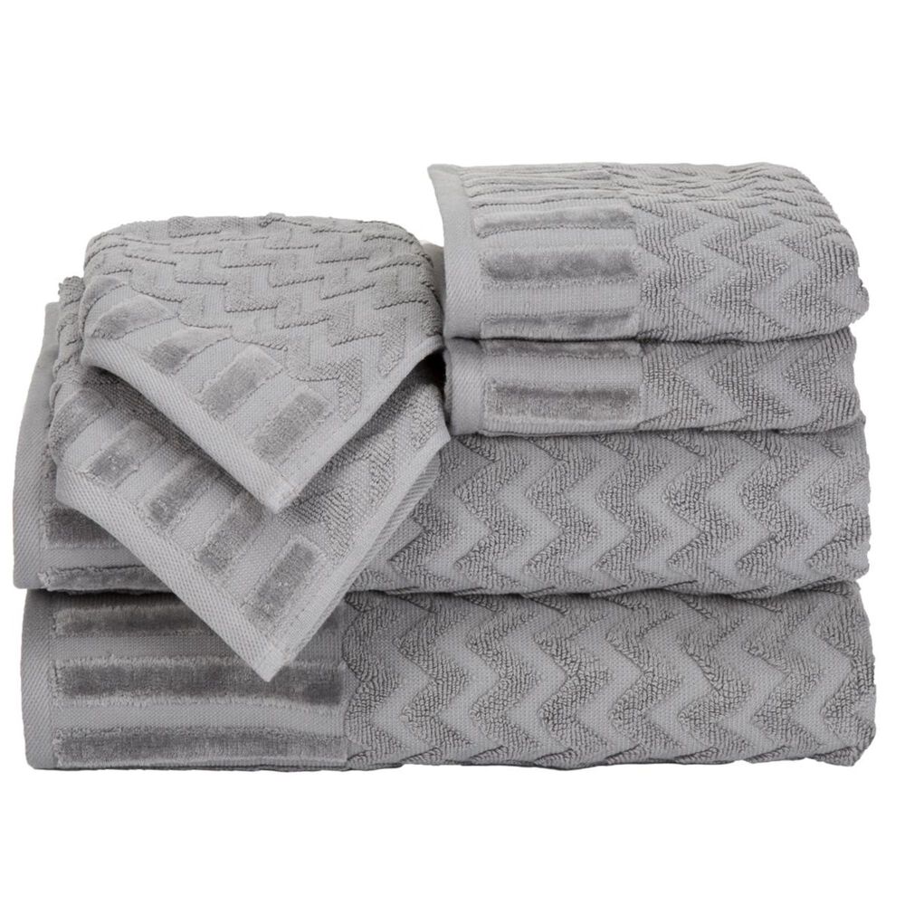 Timberlake Lavish Home Chevron 100% Cotton 6 Piece Towel Set, , large
