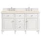 James Martin Vanities Lorelai 60" Double Vanity in Bright White with 3 cm Eternal Marfil Quartz Top, , large
