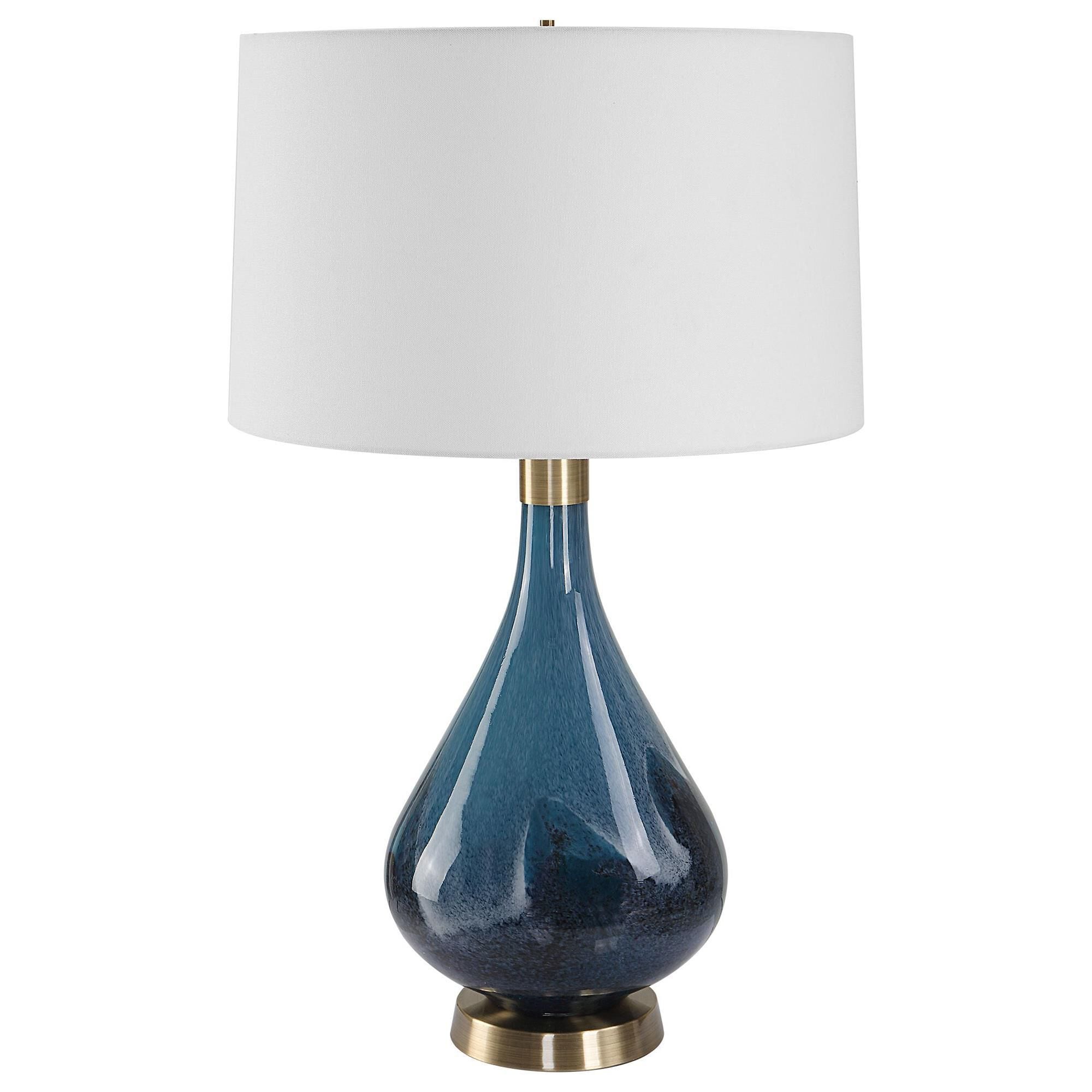 Blue and brass table lamp outlet