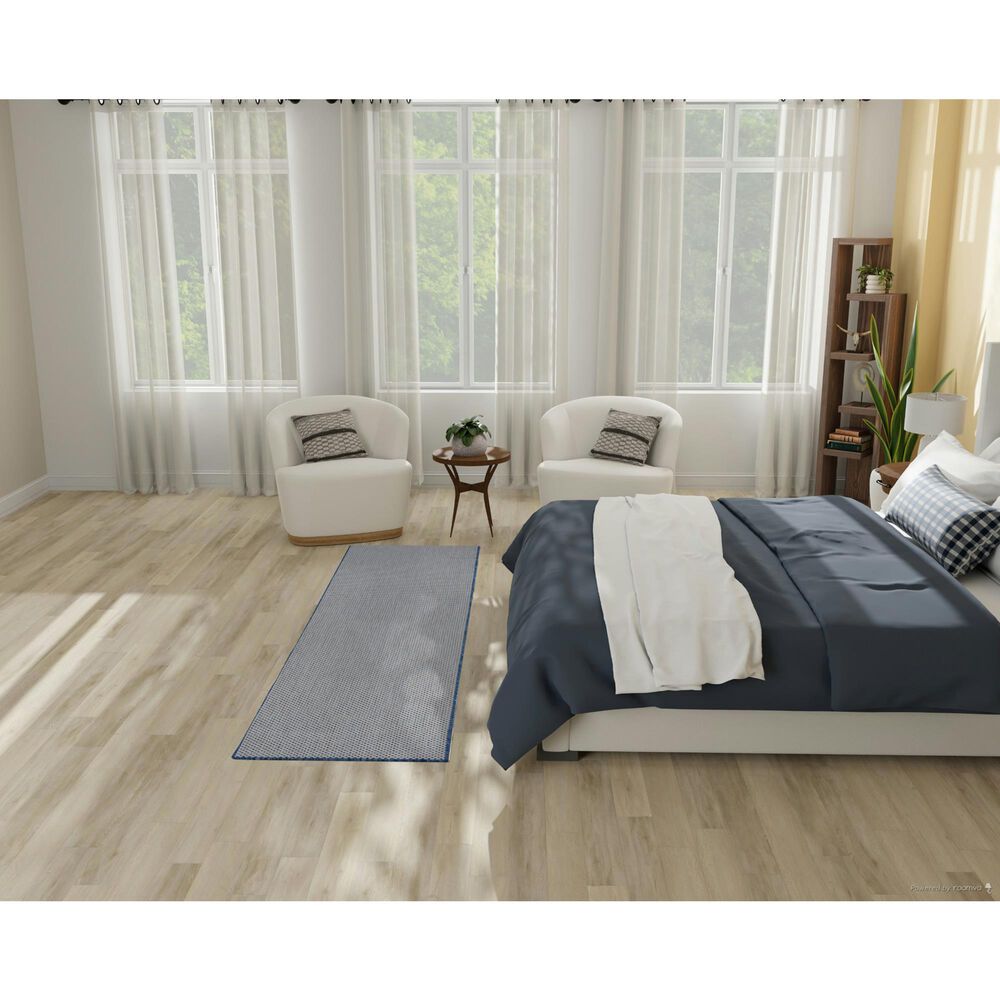 Nourison Courtyard Ivory and Blue 2&#39;2&quot; x 8&#39; Indoor/Outdoor Runner, , large