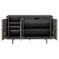 Nicolette Home Ryker Server in Grey, Black Glass, and Aged Brass, , large