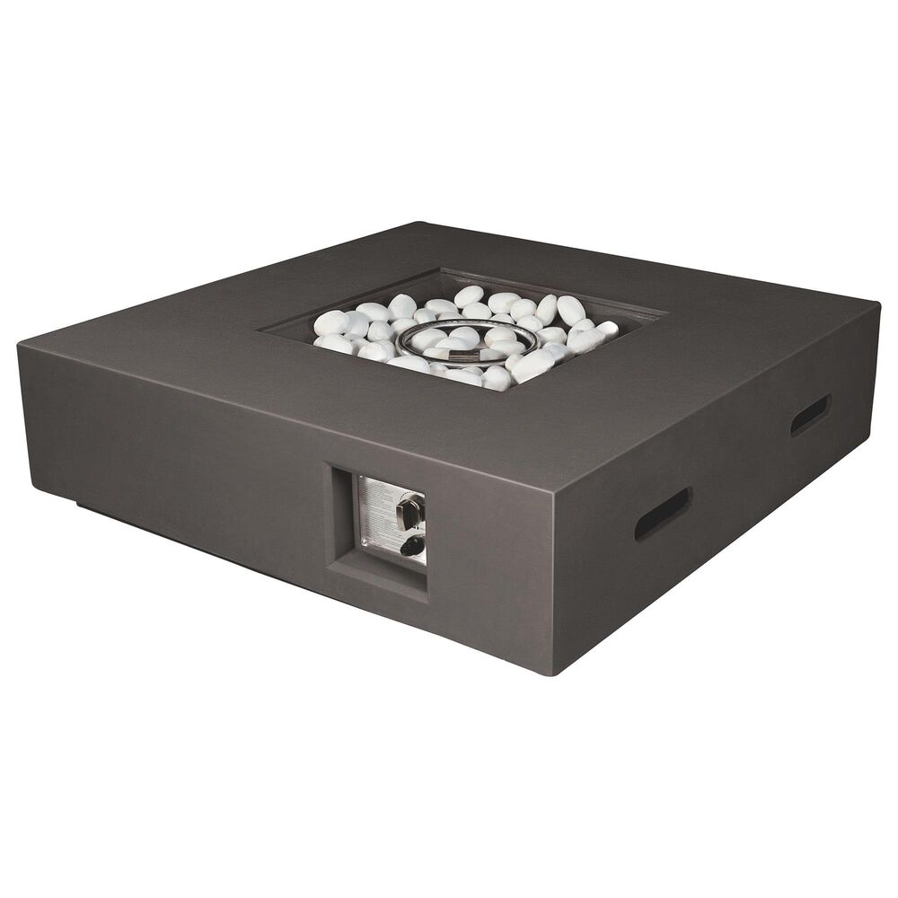 Lexora Home Brenta Outdoor Square Gas Fire Pit Table in Dark Grey, , large