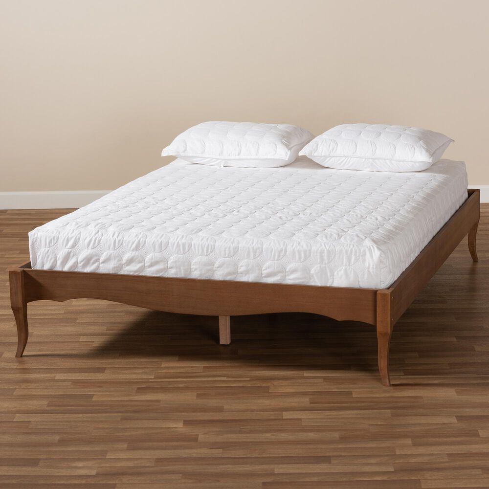 Baxton Studio Marieke Full Platform Bed Frame in Walnut Brown, , large