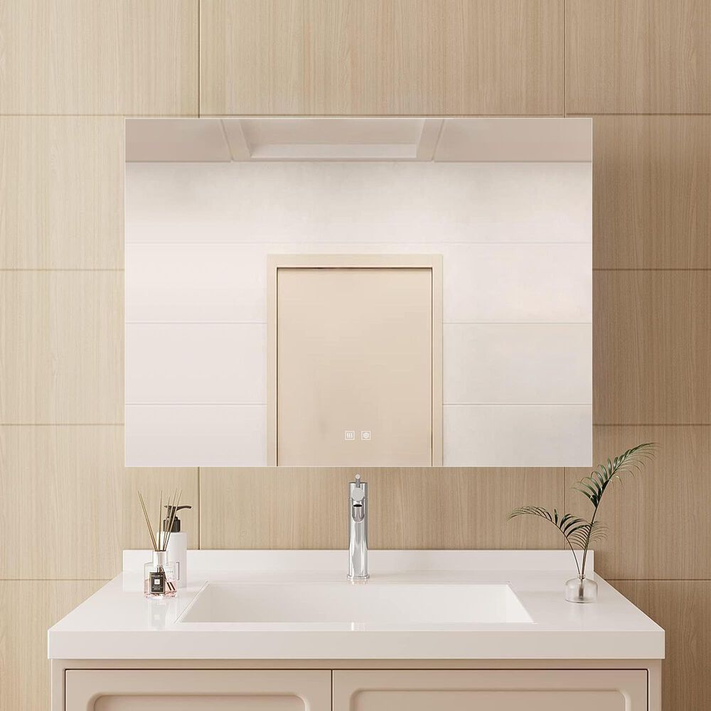 Lexora Home Vellum 36" x 28" LED Vanity Mirror, , large