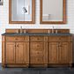 James Martin Vanities Bristol 72" Double Bathroom Vanity in Saddle Brown with 3 cm Parisien Bleu Quartz Top and Rectangular Sinks, , large