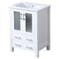 Lexora Home Volez 24" Single Bathroom Vanity in White with 2 cm White Ceramic Top and Rectangular Sink, , large