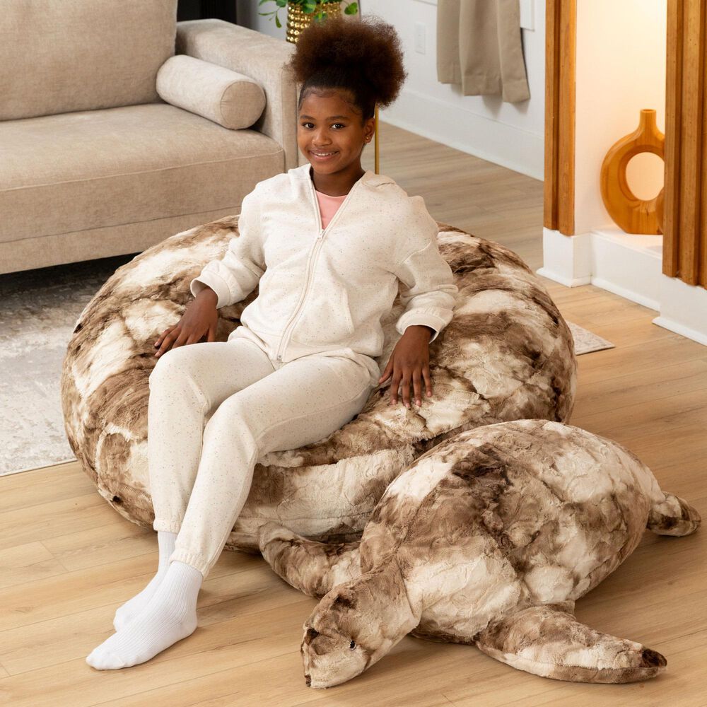 Jaxx Shelly The Turtle Sea Buddy Large Kids Stuffed Animal Bean Bag in Tie-Dye Coca Mocha, , large