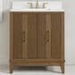 37B Fenwick 30" Single Bathroom Vanity in Kona with Glossy White Composite Stone Top and Backsplash, , large