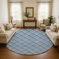 Dalyn Rug Company Soft Essentials Plaid Denim 8" Round Indoor/Outdoor Area Rug, , large
