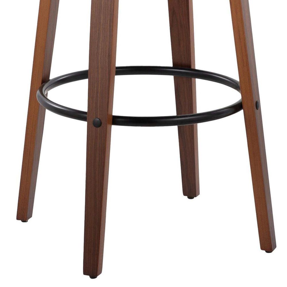 LumiSource Matisse 30" Swivel Barstool with Black Faux Leather Upholstery in Walnut and Black (Set of 2), , large