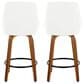 LumiSource Diana 26" Swivel Counter Stool with White Faux Leather Upholstery in Walnut and Black (Set of 2), , large