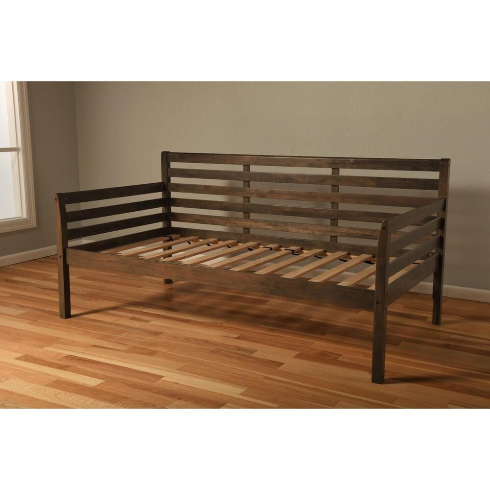 Sable Home Boho Twin Daybed with Pop Up Trundle and 1 Mattress in Rustic Walnut, , large