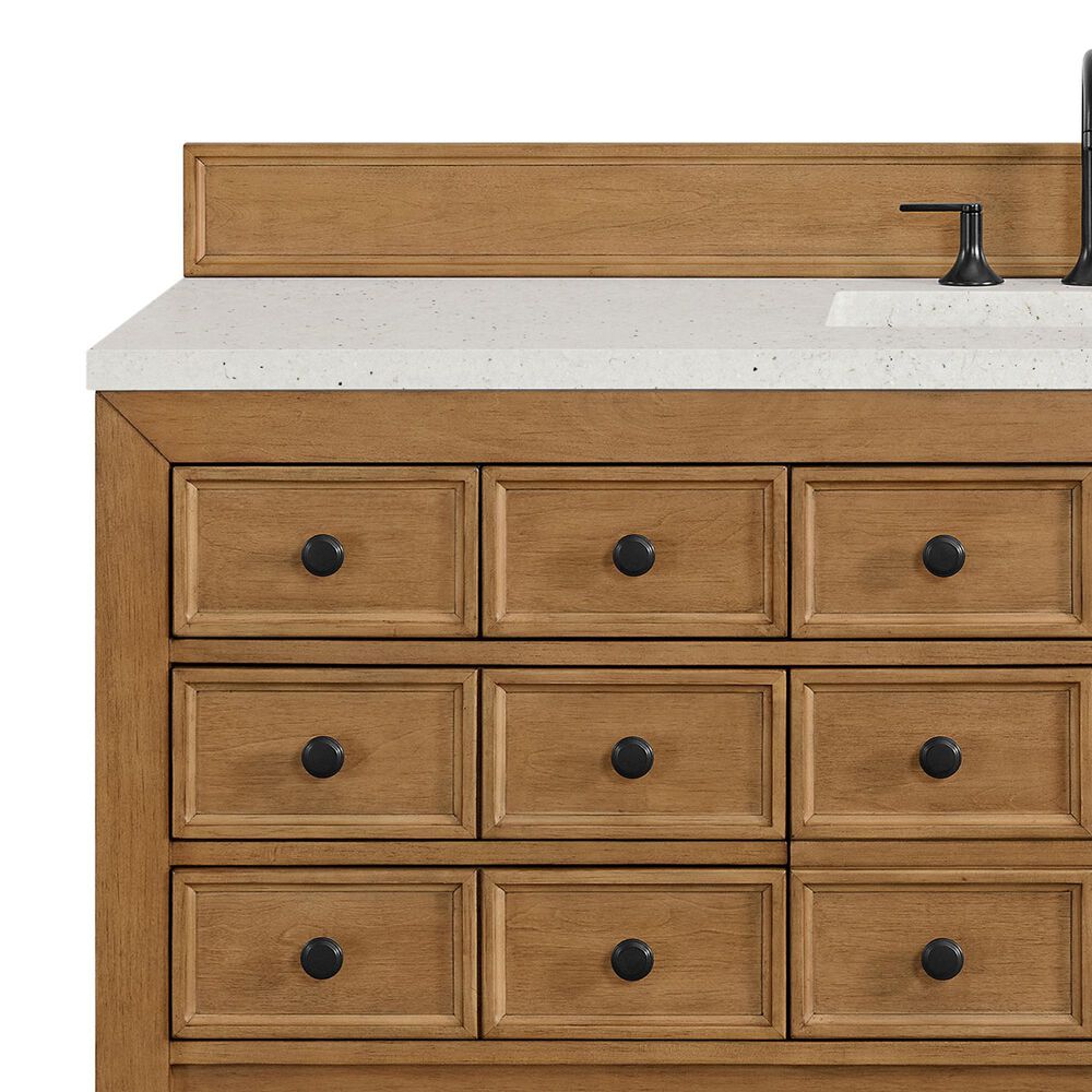 James Martin Vanities Malibu 60&quot; Single Bathroom Vanity in Amber Birch with 3 cm Lime Delight Quartz Top and Rectangular Sink, , large